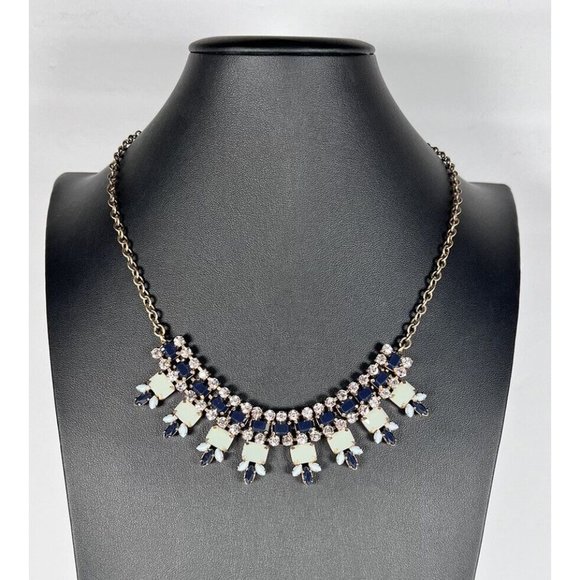 J. Crew Jewelry - J CREW 20" Bib Statement Necklace Blue Tones with Gold Tone Hardware